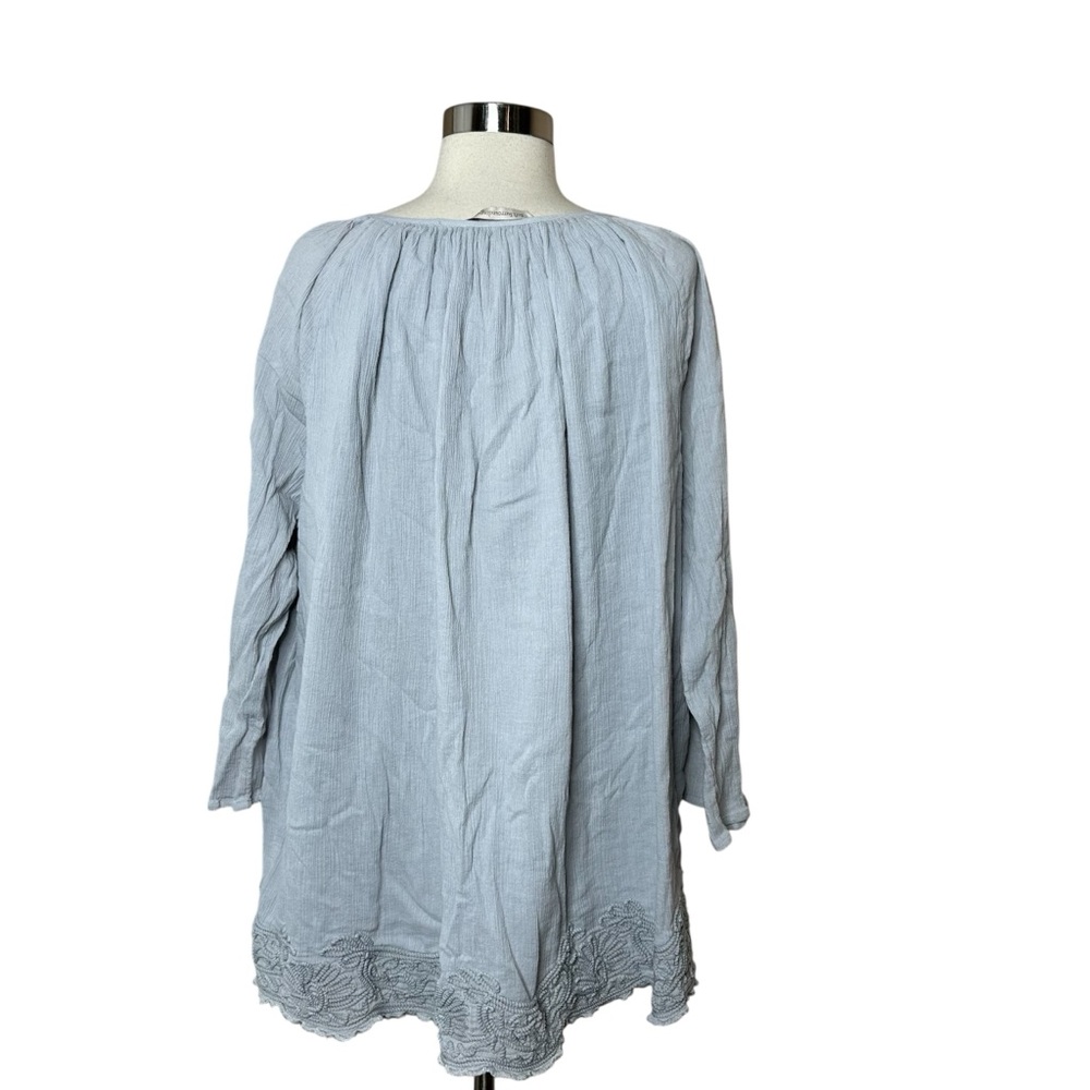 Soft Surroundings Embroidered Boho Tunic Top Light Blue Size 2X - Picture 3 of 9